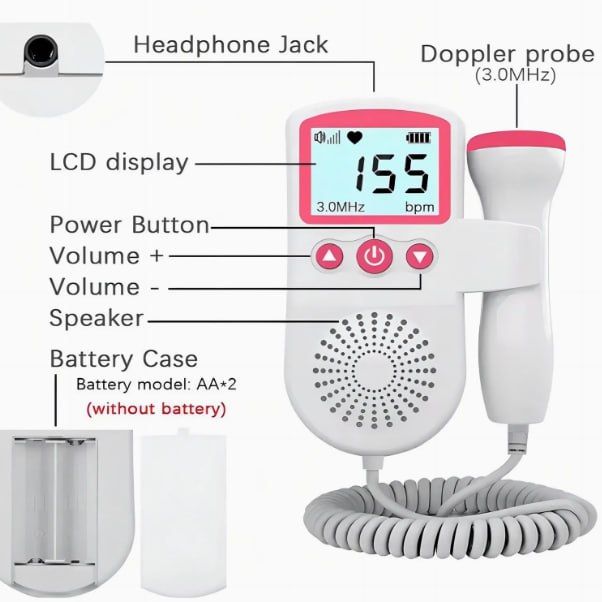 Portable Fetal Doppler Heart Rate Monitor Home Baby Fetal Heart Doppler Your Portable Pregnancy Companion With 50-230M Measuring Hz, LCD Display, And Pocket Size Monitor For Pregnancy