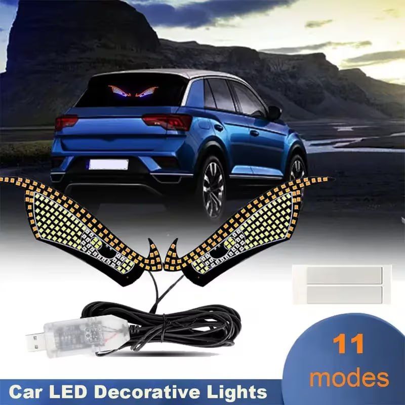 Car Back Window expression lights LED Strips Light Panel Car Windshield Display Devil's Eye Decorative Lamps USB Plug Lighting