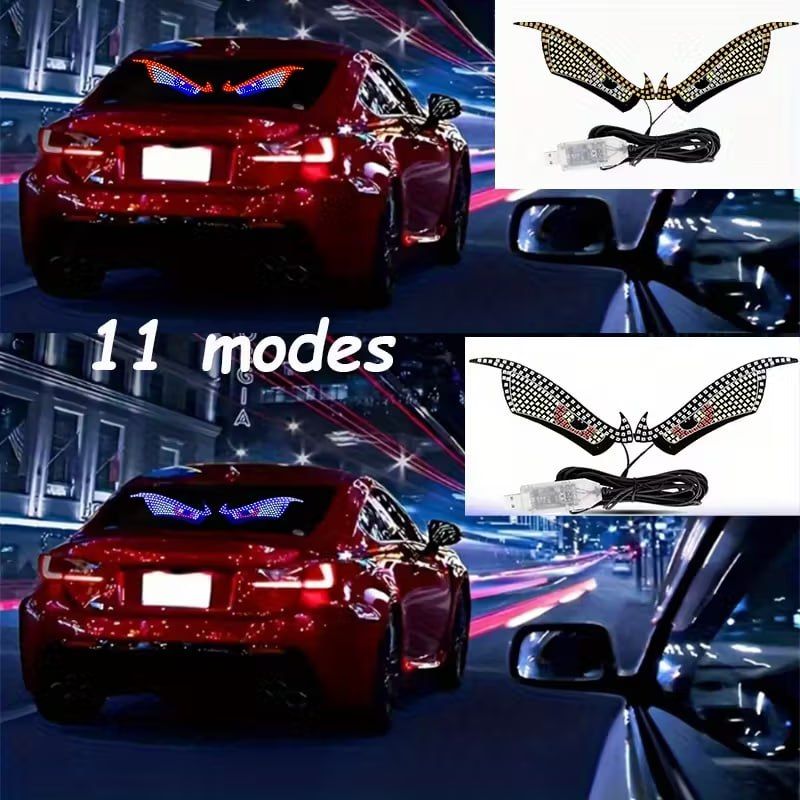 Car Back Window expression lights LED Strips Light Panel Car Windshield Display Devil's Eye Decorative Lamps USB Plug Lighting
