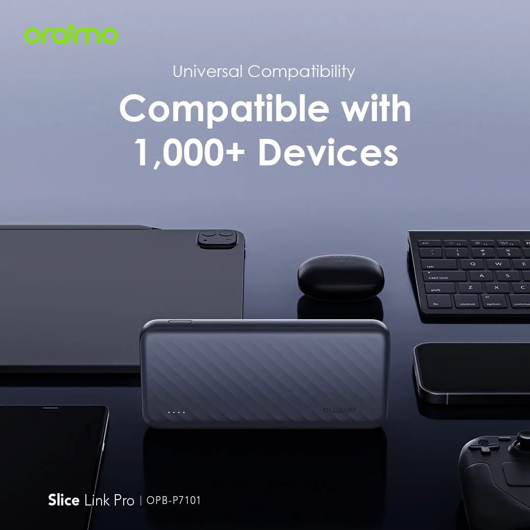 Oraimo Slice Link Pro 10000mAh 22.5W Power Bank with Charging Cables