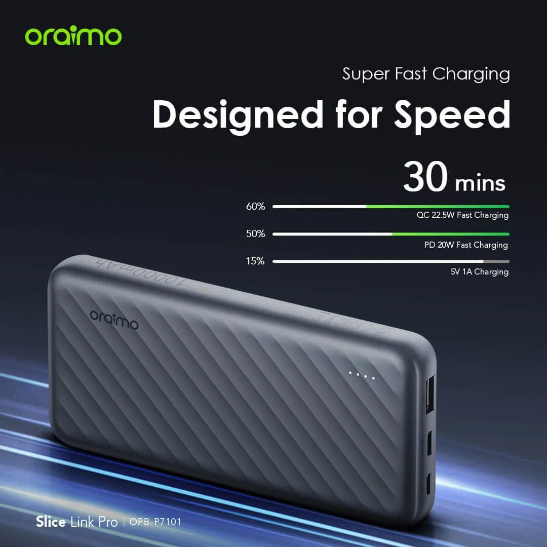 Oraimo Slice Link Pro 10000mAh 22.5W Power Bank with Charging Cables