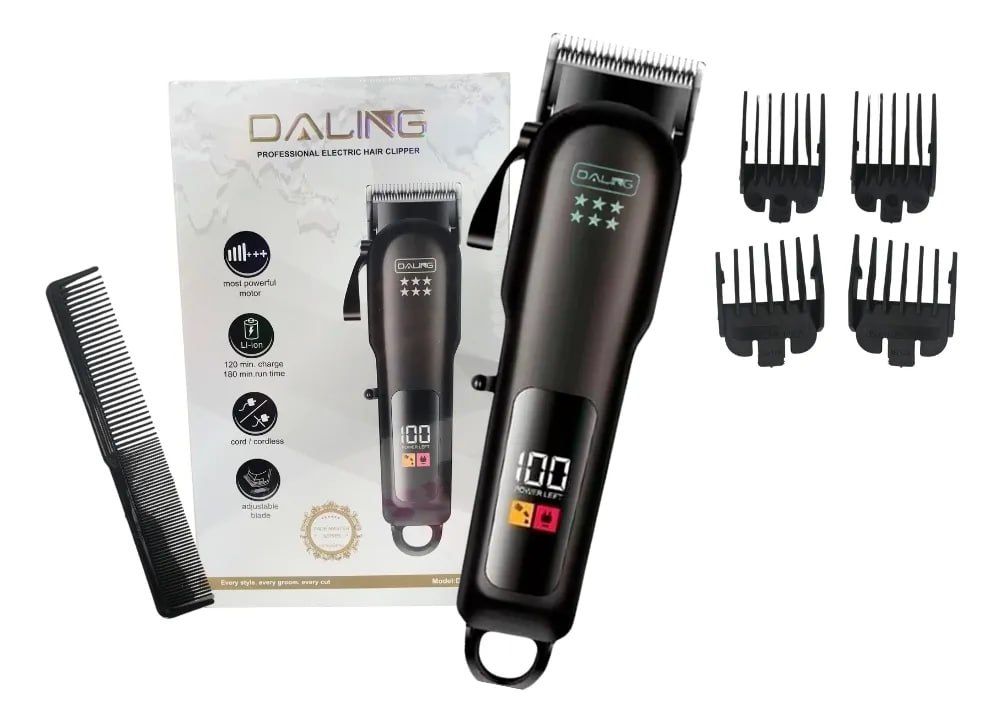Professional Cordless Hair Clipper 120min Battery Sharp Blades Powerful Motor Adjustable Lengths for Home & Barber Hair Grooming