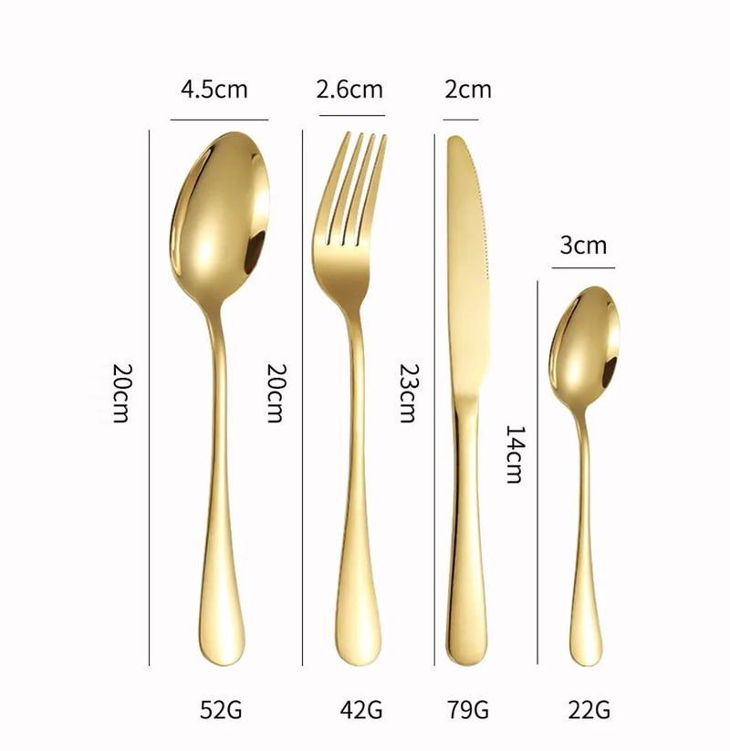 Cutlery Set with Cutlery Stand, Stainless Steel Flatware, 24 Piece Set for Home Kitchen Restaurant Hotel Dinner (Color : Gold)