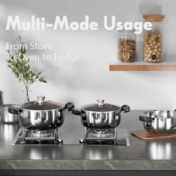 10-PCS Stainless steel Pots Non Stick Sufuria Cookware Set Cooking Pots Sufuria 5pcs pots + 5pcs lids（16/18/20/22/24cm)