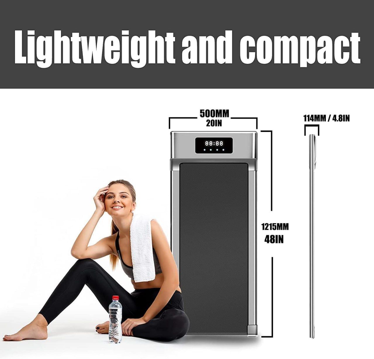 A 8-speed walking pad / treadmill with Foldable handlebars