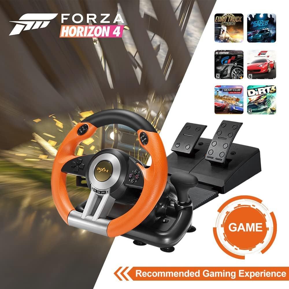 PC Racing Wheel, V3II 180 Degree Universal USB Car Sim Game Steering Wheel with Pedals for PS3, PS4, Xbox One, Xbox Series X/S, Nintendo Switch