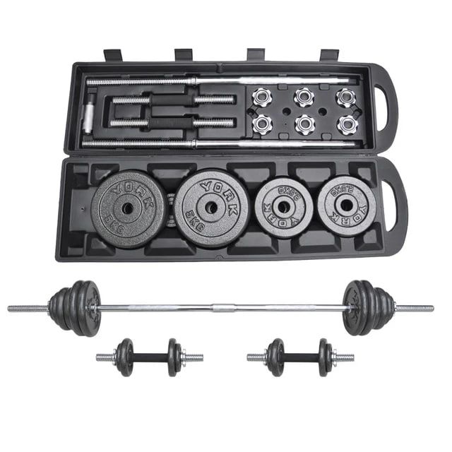 50KG Barbell & Dumbbell Set + Adjustable Weight Bench – Full Body Home Gym Workout