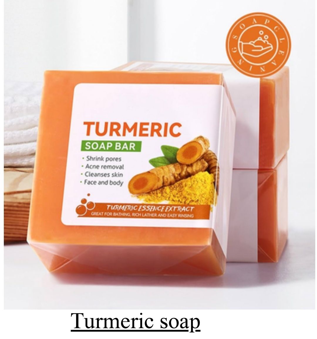 Turmeric Soap, Tumeric Soap Anti Acnes, Pore Shrinking and Even Dark Spots Like Vitamin C, Deep Cleansing, For Face and Body Moisturizing Soap