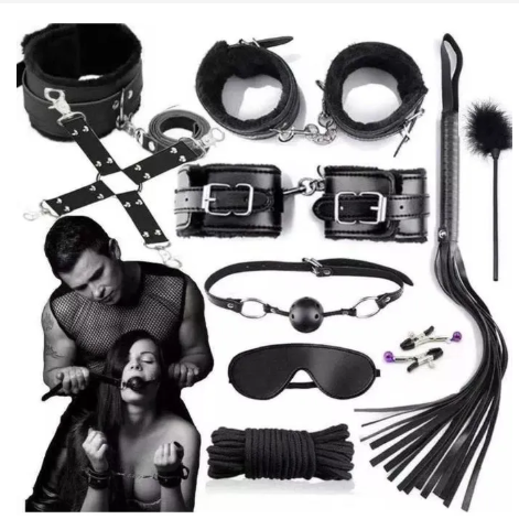 BDSM Sex Bondage Kit for Women: 10 PCS Restraint Leather Set Sex Toy with Sex Blindfold Handcuffs and Ankle Cuffs BDSM Whip Sex Rope, Bondage Restraint Kits for Couples SM Games, Restraint Set 10 pcs