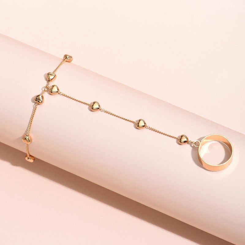 Fashion Ladies Ring Finger Bracelet Love Pendant Finger Chain Jewelry Set For Women