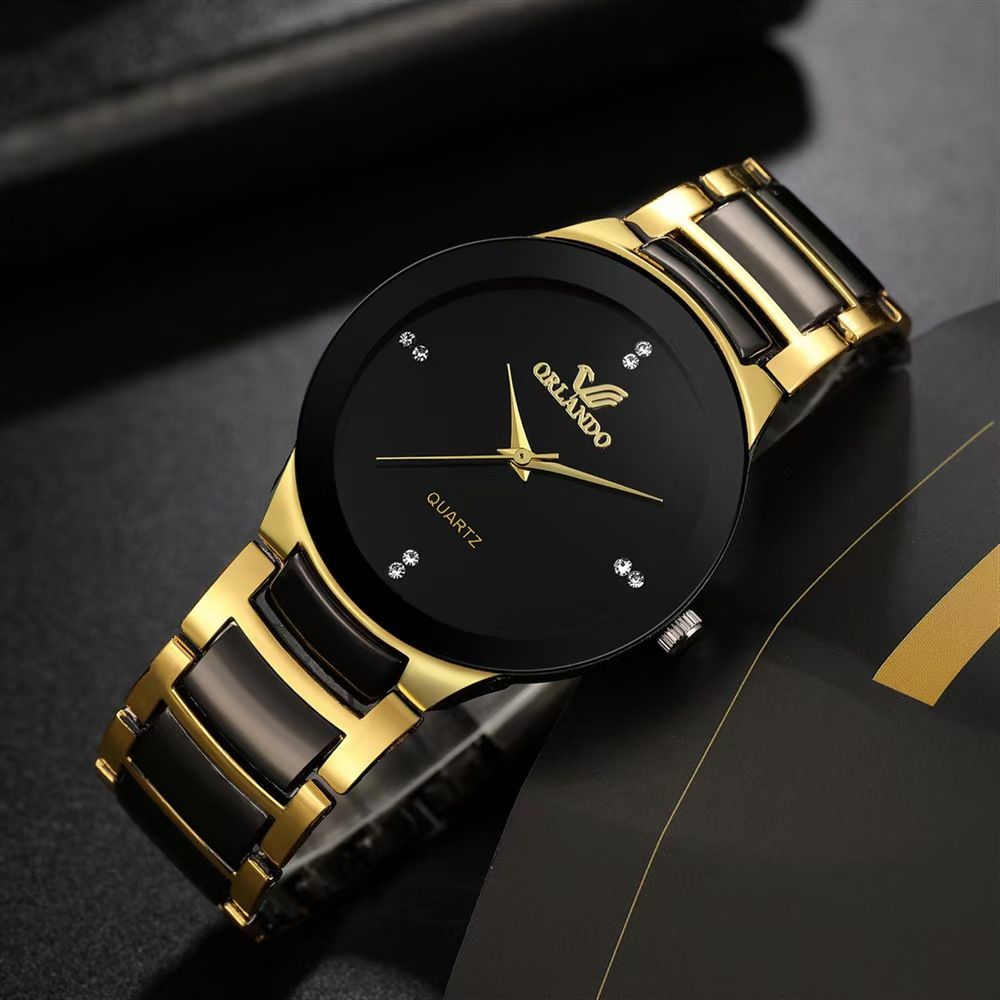 Men's watch set Men's Fashion Business steel band dial Quartz watch Crown beaded bracelet