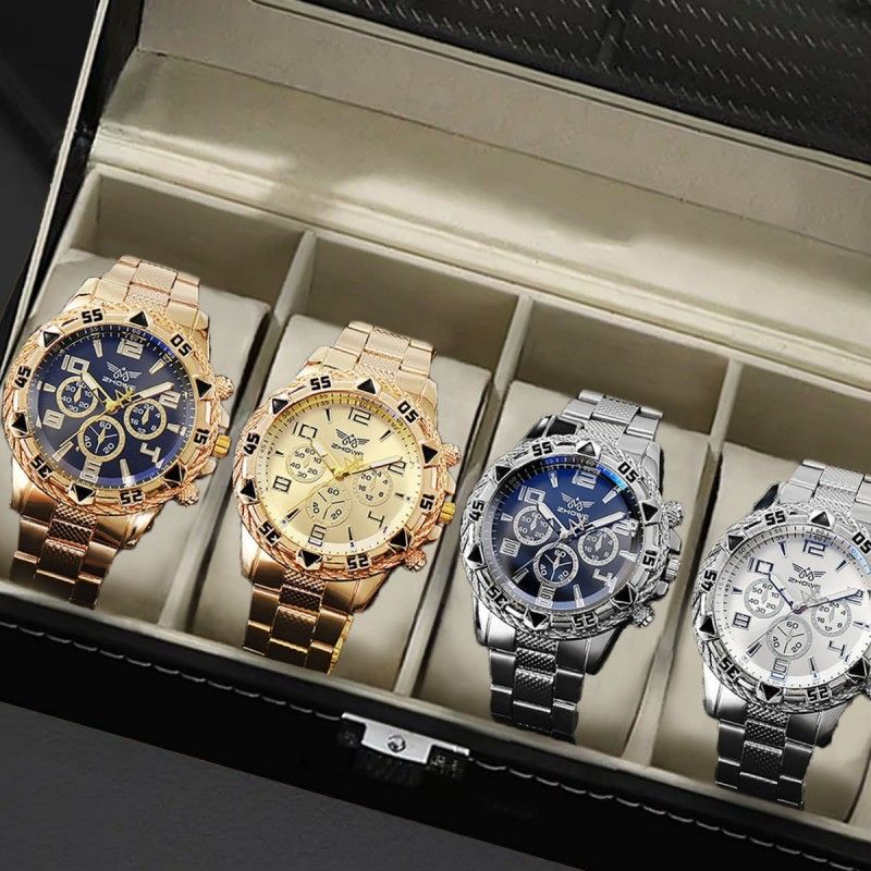 2Pcs/Set Fashion Watch Necklace Set Men Watches Men's Watches Quartz Business Watches  Male Wrist Watch Men Necklace Jewelry