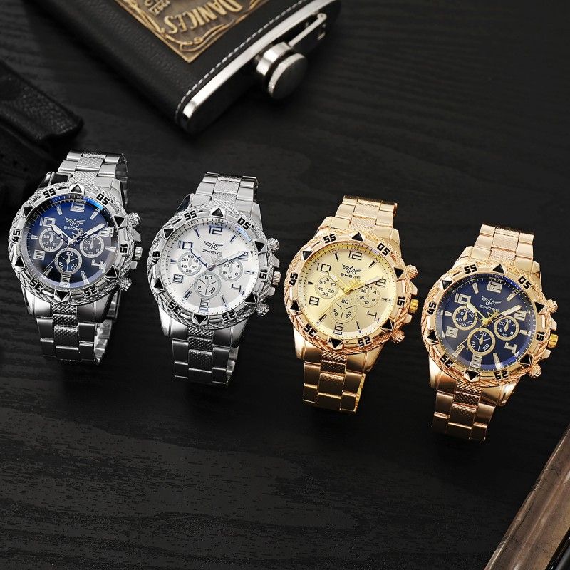 2Pcs/Set Fashion Watch Necklace Set Men Watches Men's Watches Quartz Business Watches  Male Wrist Watch Men Necklace Jewelry