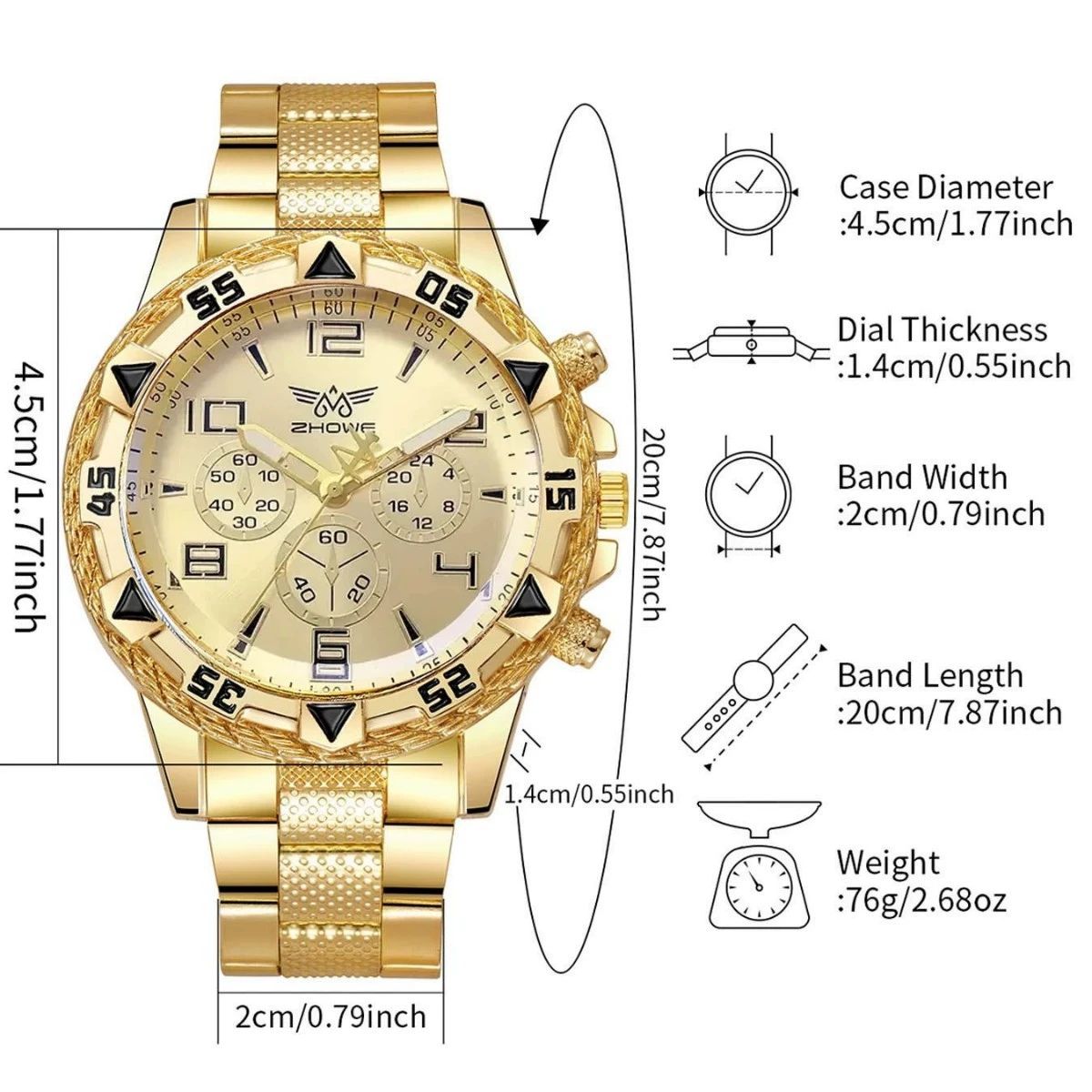 2Pcs/Set Fashion Watch Necklace Set Men Watches Men's Watches Quartz Business Watches  Male Wrist Watch Men Necklace Jewelry