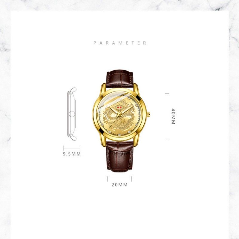 Fashion Men Watches Quartz Business Watches Male Wrist Watch Dragon shaped Leather Strap Watch
