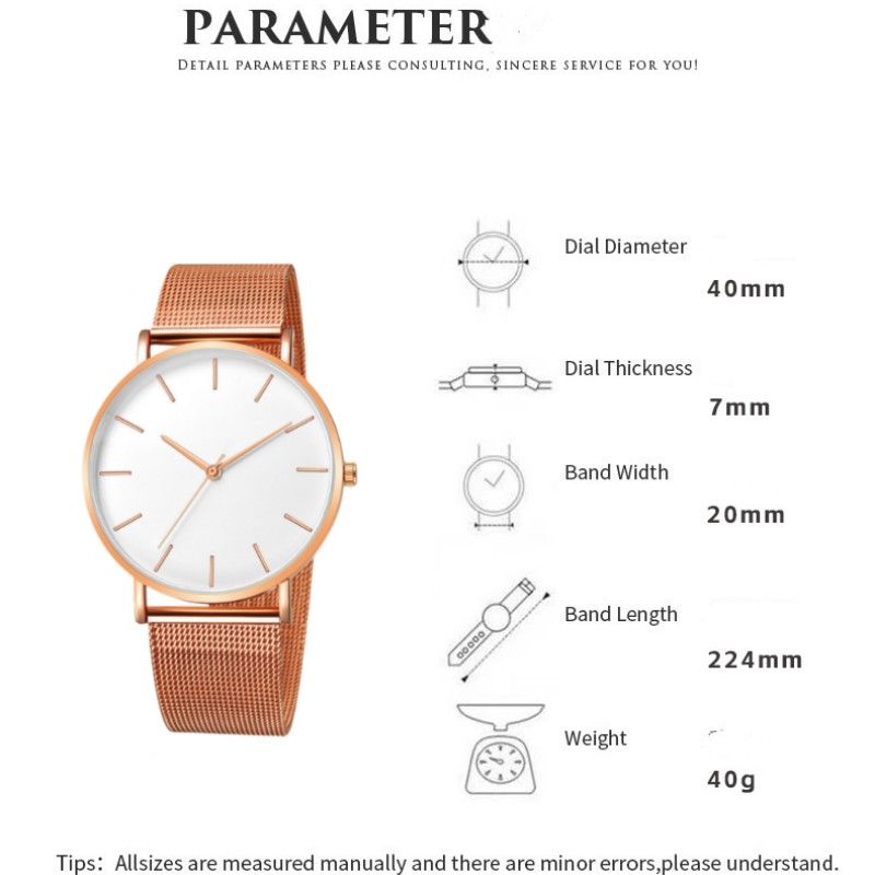 Business Quartz Watch Fashion Mesh Strap Watches Simple and Elegant Watched For Men And Women