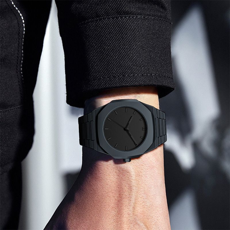 Fashion Men Watches Black Matte Plastic Men's Watch Quartz Business Watches Male Wrist Watch
