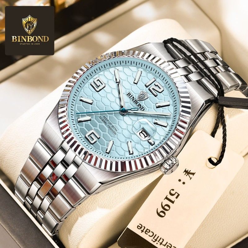 BINBOND Men Watches Top Brand Men's Watches Waterproof Luminous Calendar Full-automatic Quartz Business Watch High-end Male Wrist Watch
