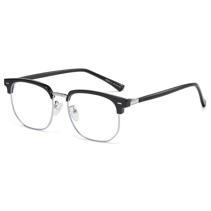 Semi-rimmed Glasses For Men And Women Anti-blue Light Flat Lenses Large Frame Glasses Sunglasses