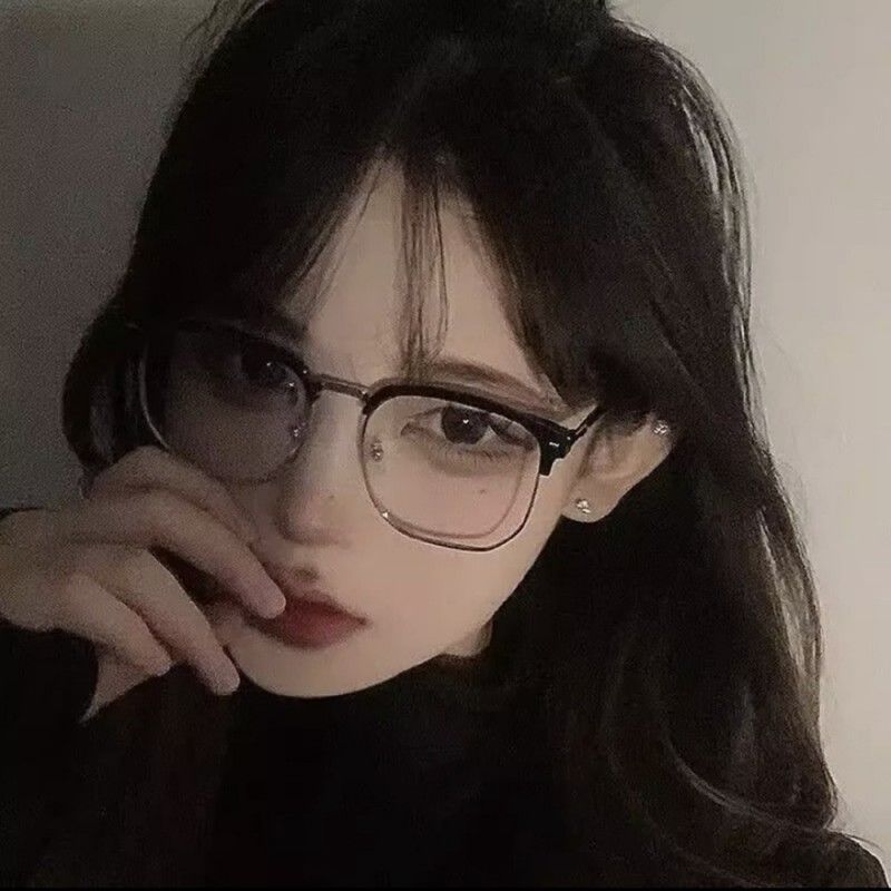 Semi-rimmed Glasses For Men And Women Anti-blue Light Flat Lenses Large Frame Glasses Sunglasses