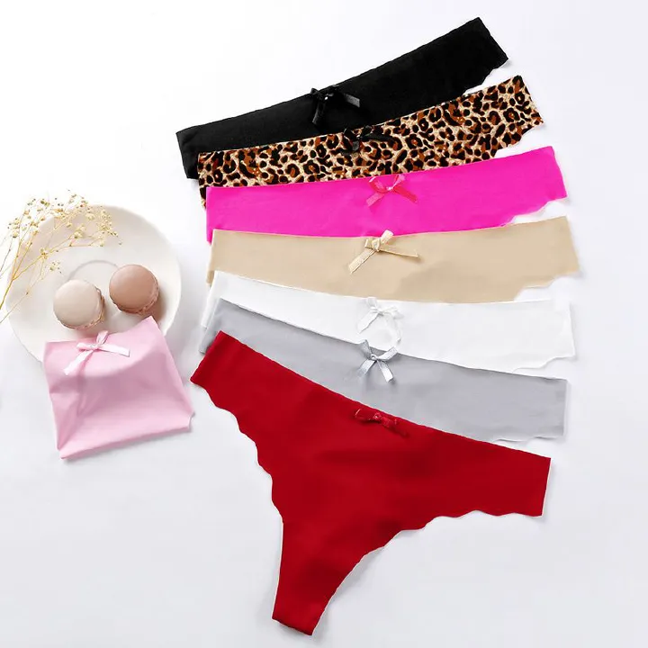 4PCS Women Panties 4PCS/Set Seamless Panties Women Sexy Underwear Ice Silk Underpants Low Waist G-string Female Soft Solid Ultra-thin Briefs
