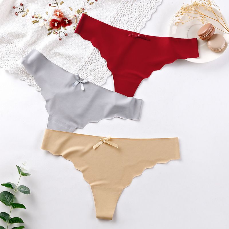 4PCS Women Panties 4PCS/Set Seamless Panties Women Sexy Underwear Ice Silk Underpants Low Waist G-string Female Soft Solid Ultra-thin Briefs