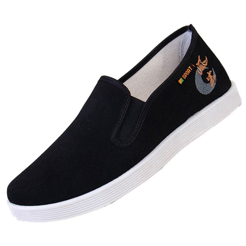Cloth shoes men's summer 2024 new fashion printed beef tendon soft sole lightweight, non-slip wear-resistant casual canvas shoes black