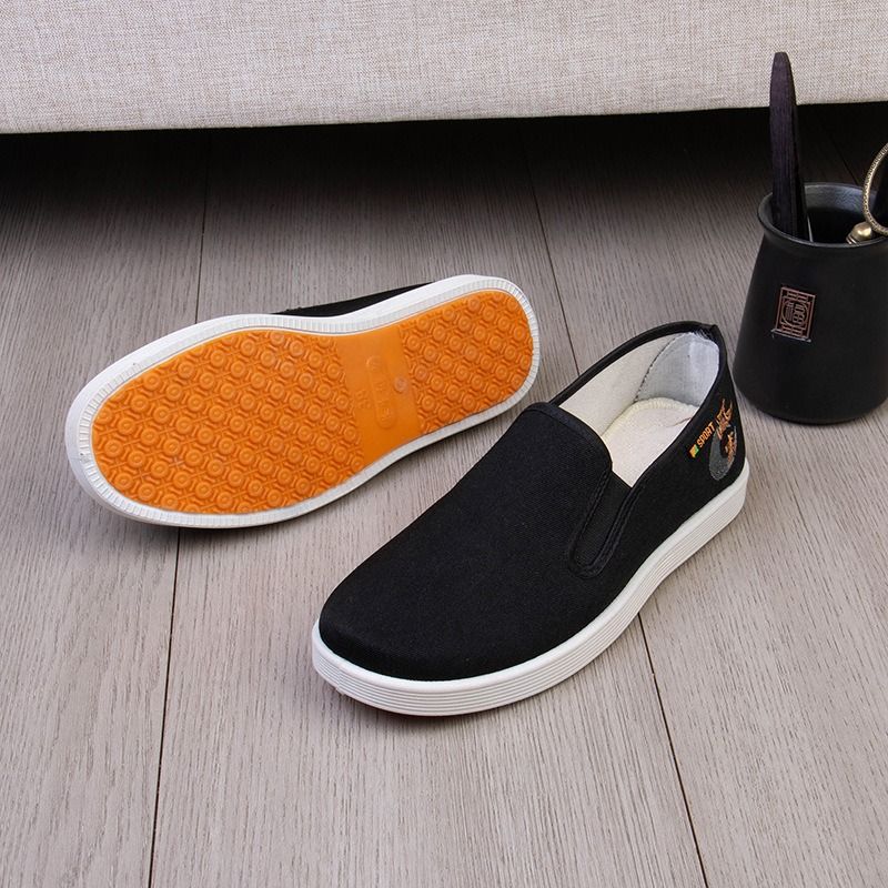 Cloth shoes men's summer 2024 new fashion printed beef tendon soft sole lightweight, non-slip wear-resistant casual canvas shoes black
