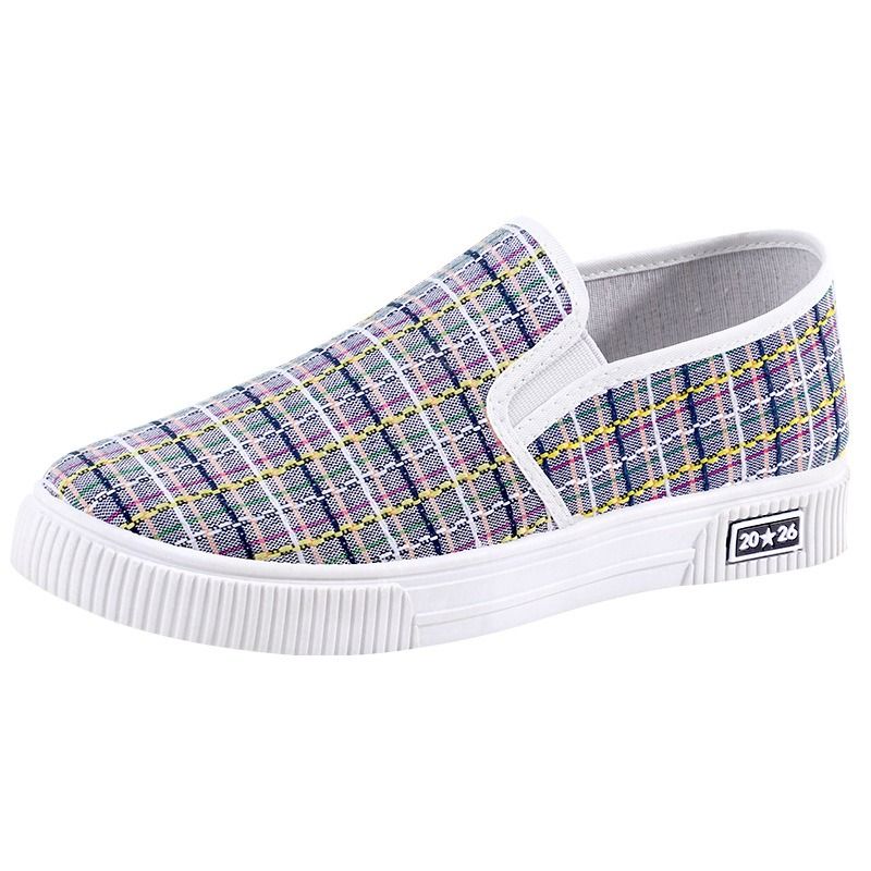 Trendy shoes spring and autumn new cloth shoes, women's canvas shoes, student shoes, one-foot slipper, versatile, casual flat, fashion released shoes white