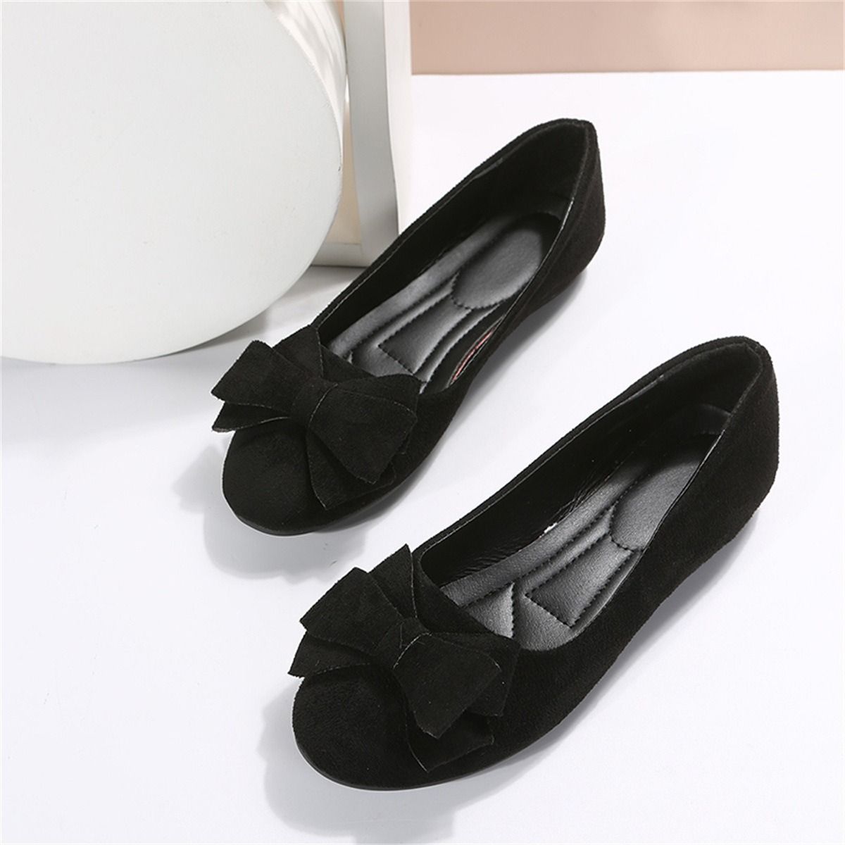 38-43Plus Size Lightweight Soft Bottom Beanie Women's Shoes Spring and Autumn 2024 New Bow Comfortable Non-slip Women's Single Shoes
