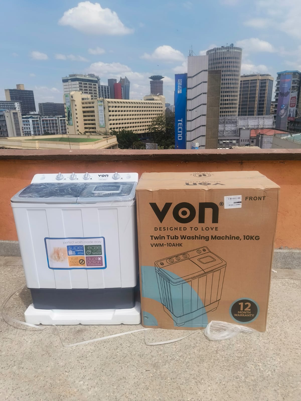 VON 10Kg Jumbo Twin Tub Washing Machine