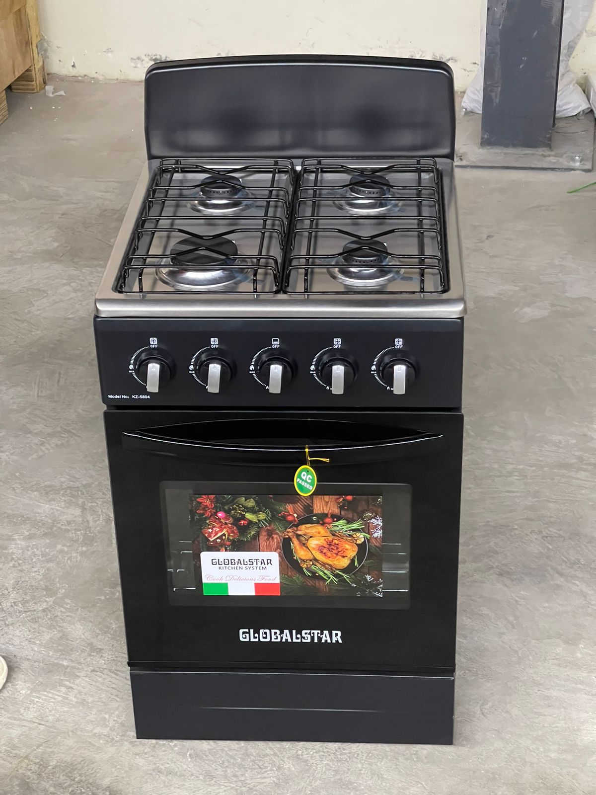 GLOBAL STAR FULL GAS STANDING COOKER WITH GAS OVEN - 4 Gas burner , Oven, Strong gas Lid, Grill, Timer.