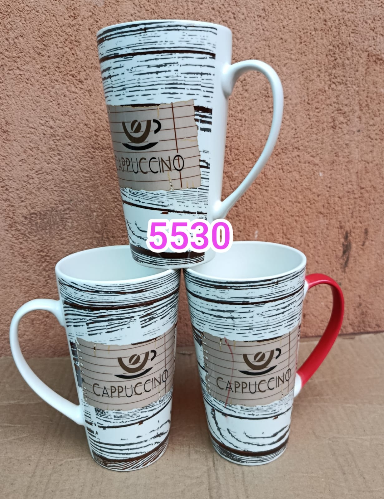 12 PCS OF LONG CAPUCCINO CERAMIC MUGS - High temperature resistance, Corrosion resistance, Smooth, Has no reaction with drinks.