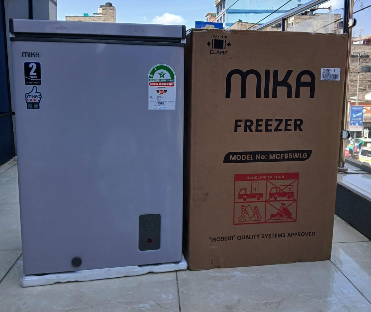95 LITRES MIKA DEEP CHEST FREEZER - Thick thermal insulation – To retain cold, Tempered Glass Sliding Door - Retains Coolness .