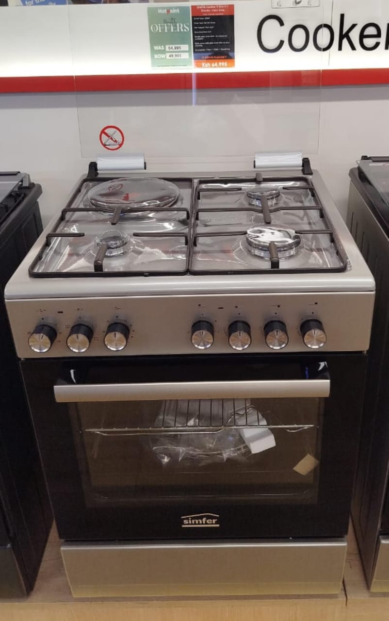 60*60 VON SIMFER 3G + 1E STANDING GAS COOKER WITH GAS SENSOR - Auto Ignition – Effortless burner activation, Spacious Oven with Grill Function – Ideal for baking and roasting.