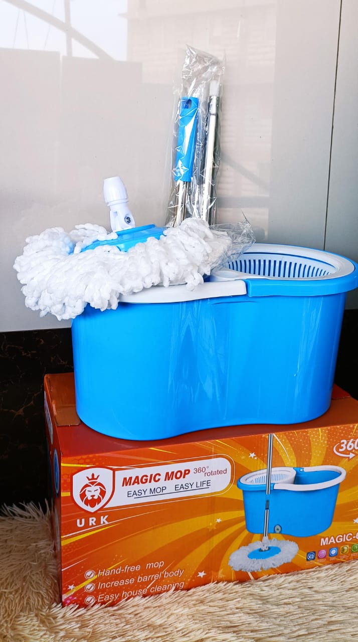 Rotating 360 Spin Mopper And Bucket Set - 360 rotating washable mop, No spills, no shock and no damage to floors, Microfiber mop head works great wet or dry.