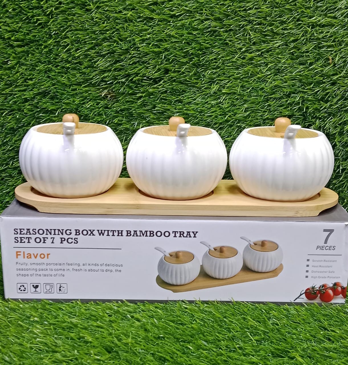 3 PCS CANISTER SUGAR DISH - Comes with removable bamboo lid to prevent from dust, and the bamboo serving tray can prevent spices from spilling on the table.