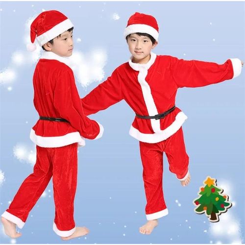 Santa Suit for Boys For  (6-8 Year Olds) – Full Christmas Costume Set,Jacket, Trousers, Belt, Hat