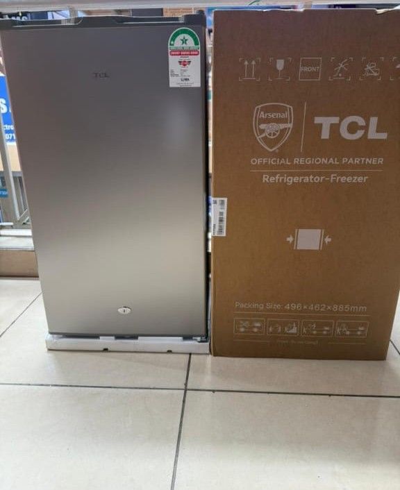 92 Litres TCL Single Door Mini Fridge - Single‑door design with a small built‑in freezer compartment, Adjustable thermostat, lets you set the cooling level for both fridge and freezer zones