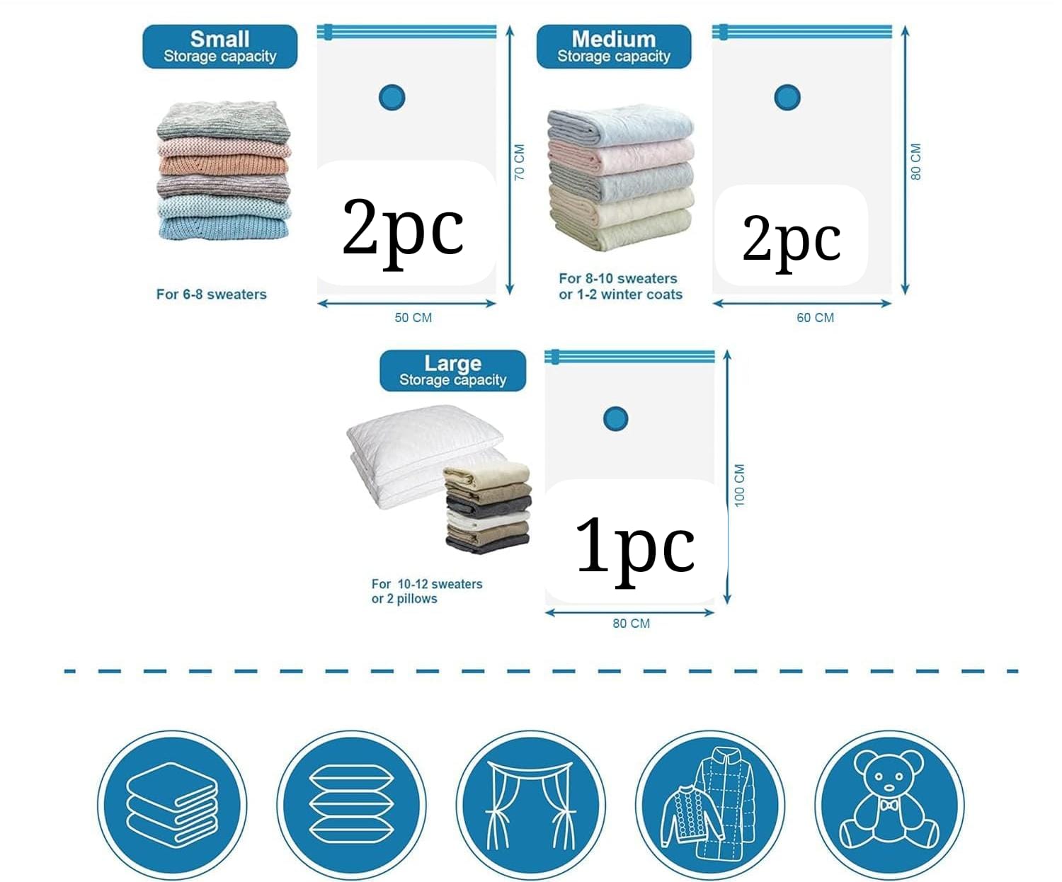 5 pc + free Pump Smart Saver Vacuum Bags