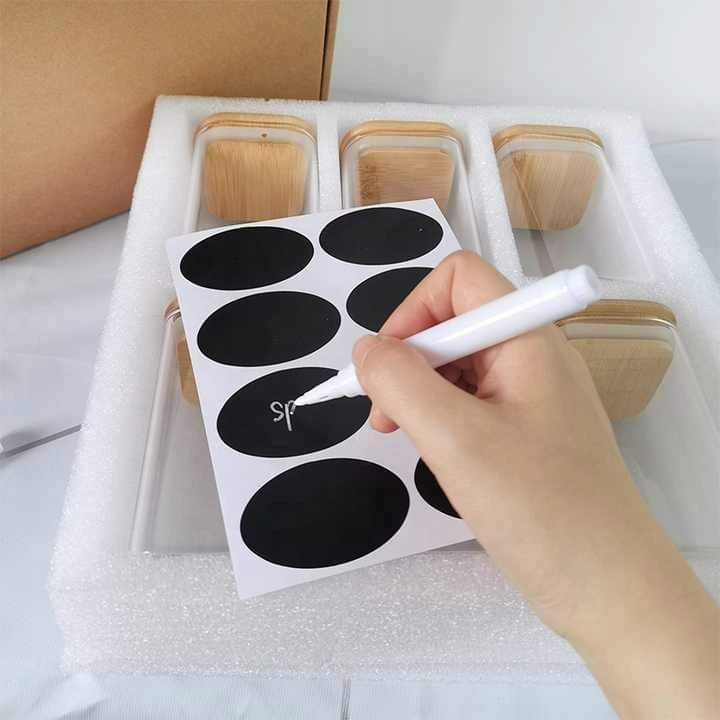 6-pack Square Glass Jars with Bamboo lid And Spoon