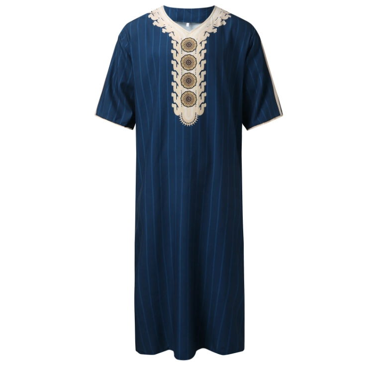 Muslim Men Jubba Thobe Kaftans Dress Ramadan Printed Dishdasha Robe Arab Loose Long Blouse Gown Eid Mubarak Clothing