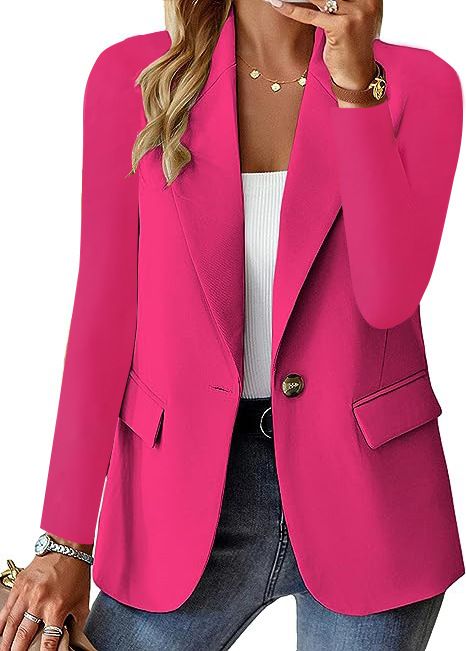 Fashionable Casual Women Blazer Spring Autumn New Solid Color Turn Down Collar Long Sleeve Suit Coat Elegant Office Lady