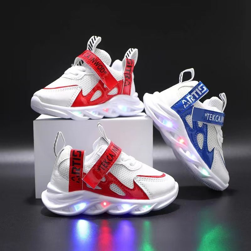 Exclusive discounts for New LED Children Glowing Shoes Baby Luminous Sneakers Boys Lighting Running Shoes Kids Breathable Mesh Sneakers