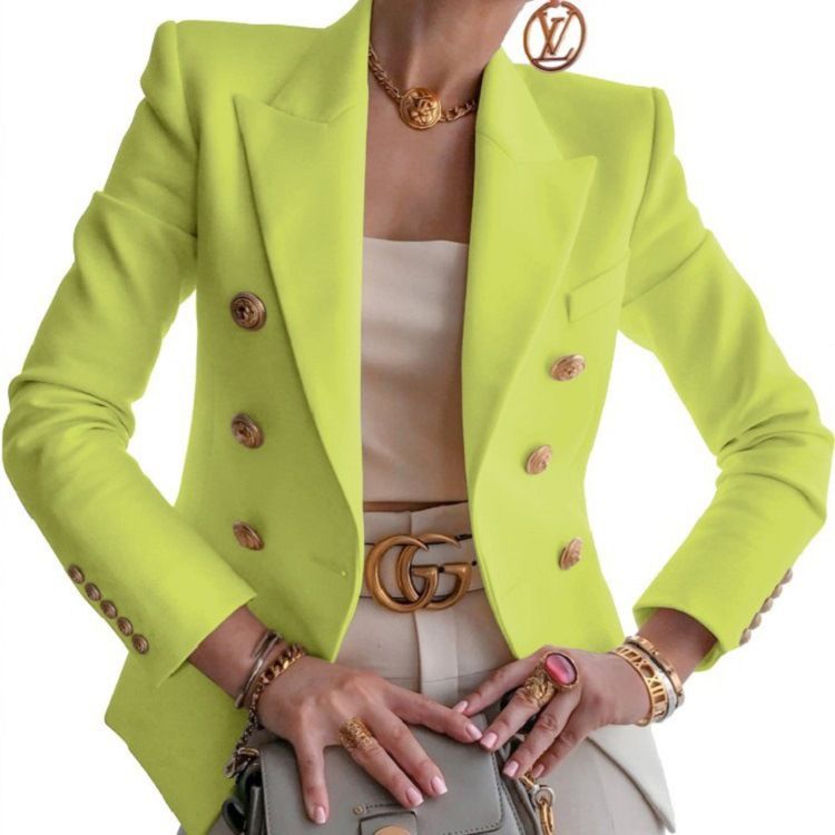 Women's Autumn Winter Solid Fashion Suit Short Coat Women Luxury Casual Button Warm Blazer Jacket Overcoat