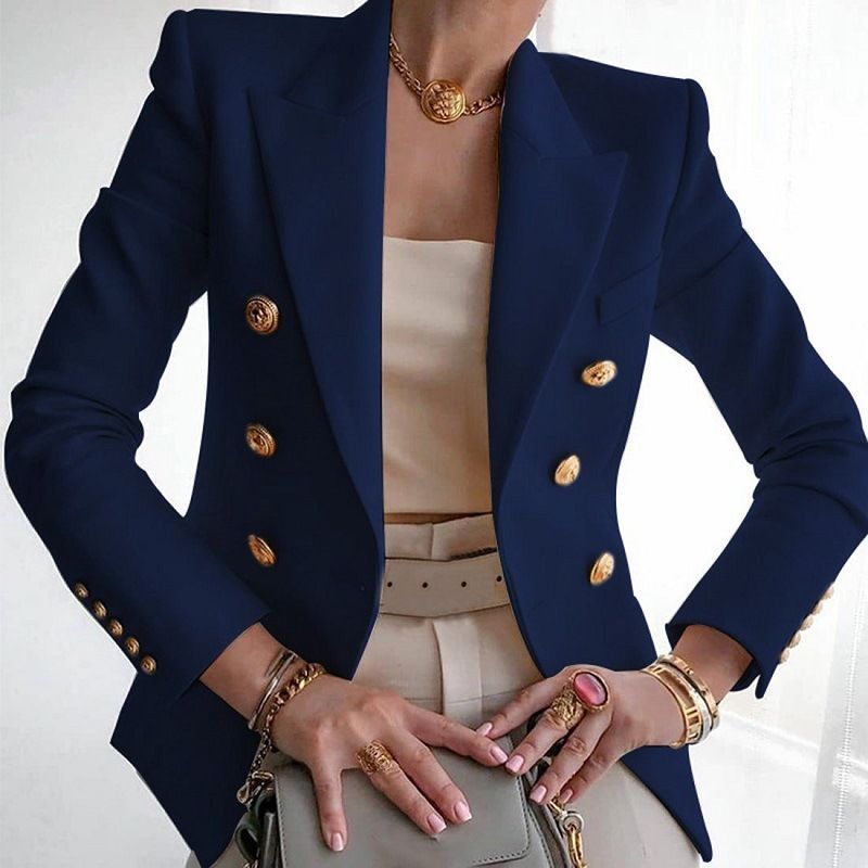 Women's Autumn Winter Solid Fashion Suit Short Coat Women Luxury Casual Button Warm Blazer Jacket Overcoat