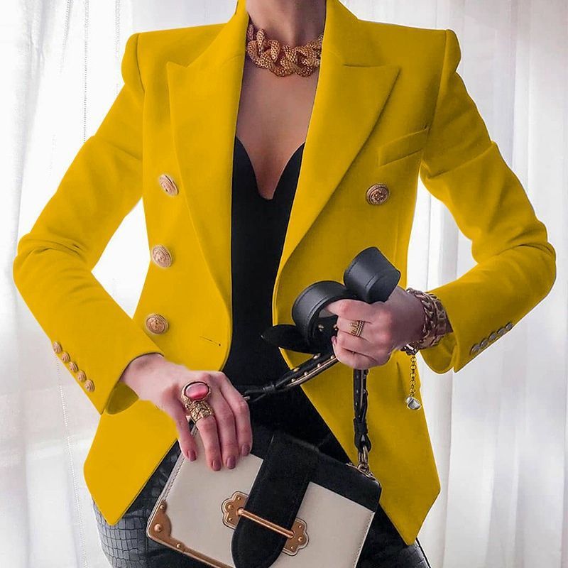 Women's Autumn Winter Solid Fashion Suit Short Coat Women Luxury Casual Button Warm Blazer Jacket Overcoat