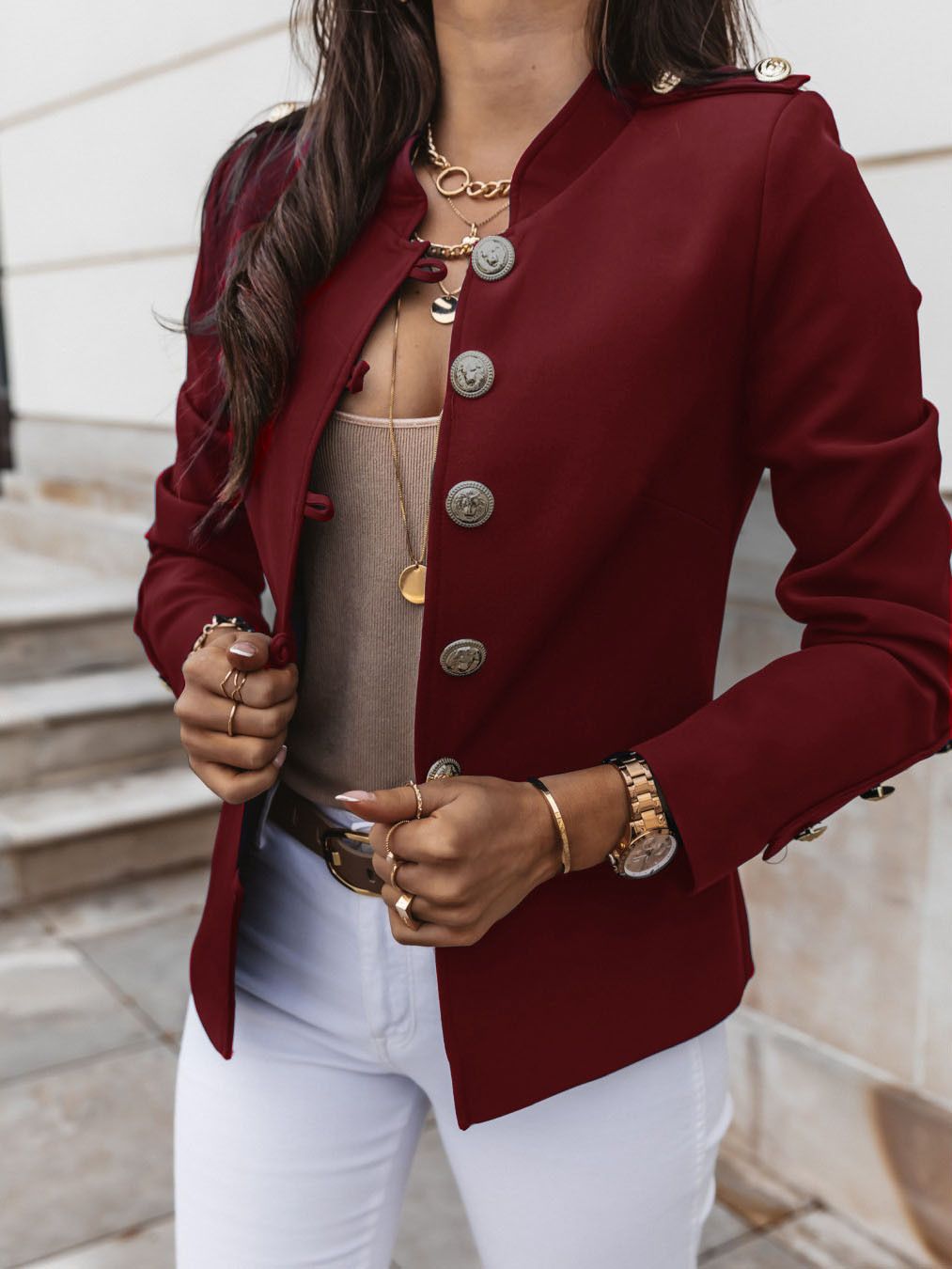 Casual O-neck Long Sleeve Jacket Outerwear Office Lady Spring Autumn Fashion Elegant Solid Blazer Coat For Women Female Top