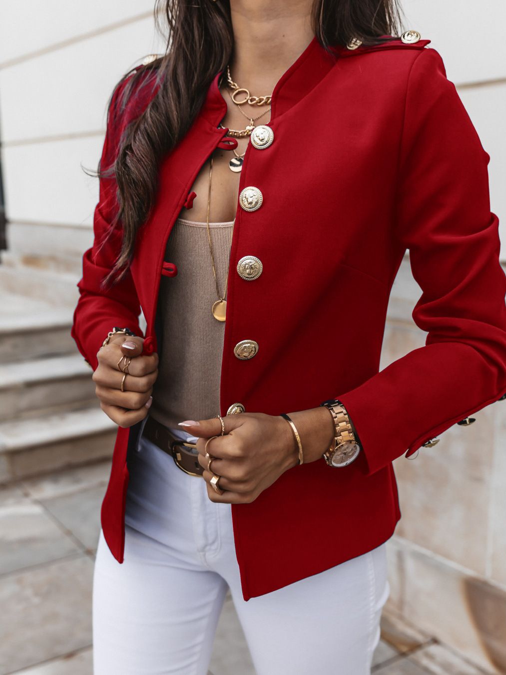 Casual O-neck Long Sleeve Jacket Outerwear Office Lady Spring Autumn Fashion Elegant Solid Blazer Coat For Women Female Top