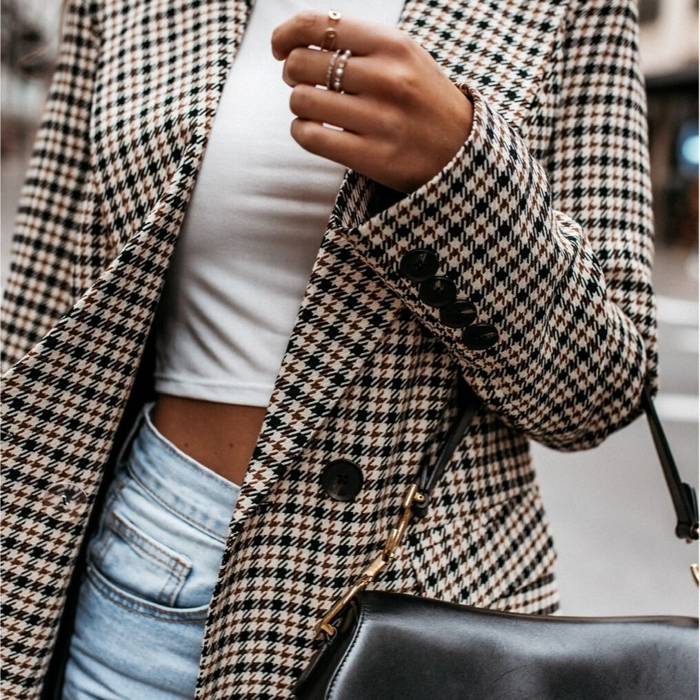 Plaid Blazer Jacket Women Spring Autumn Long Sleeve Casual Slim Blazers Khaki Woman Coats Fall Elegant Office Suit Coat